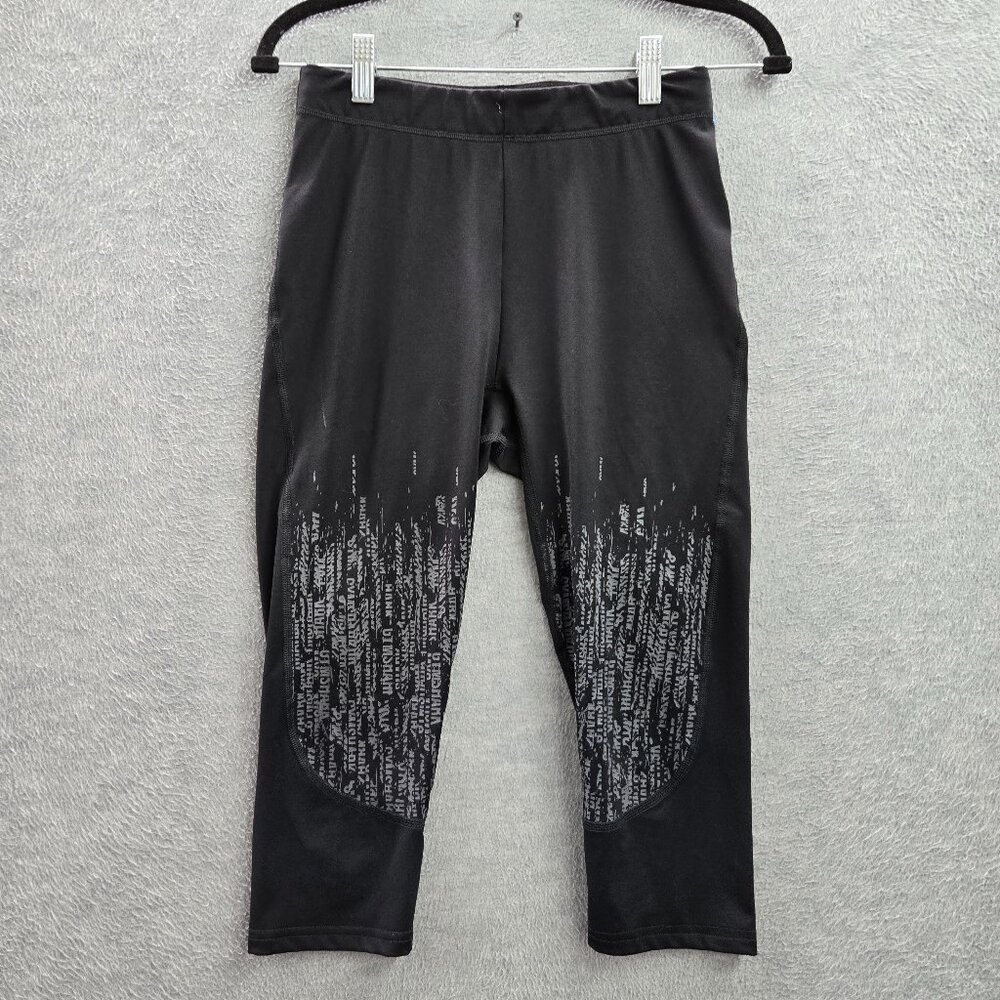 Gymshark Women Activewear Pants S Black Graphic Print Performance Crop Legging - Picture 1 of 10